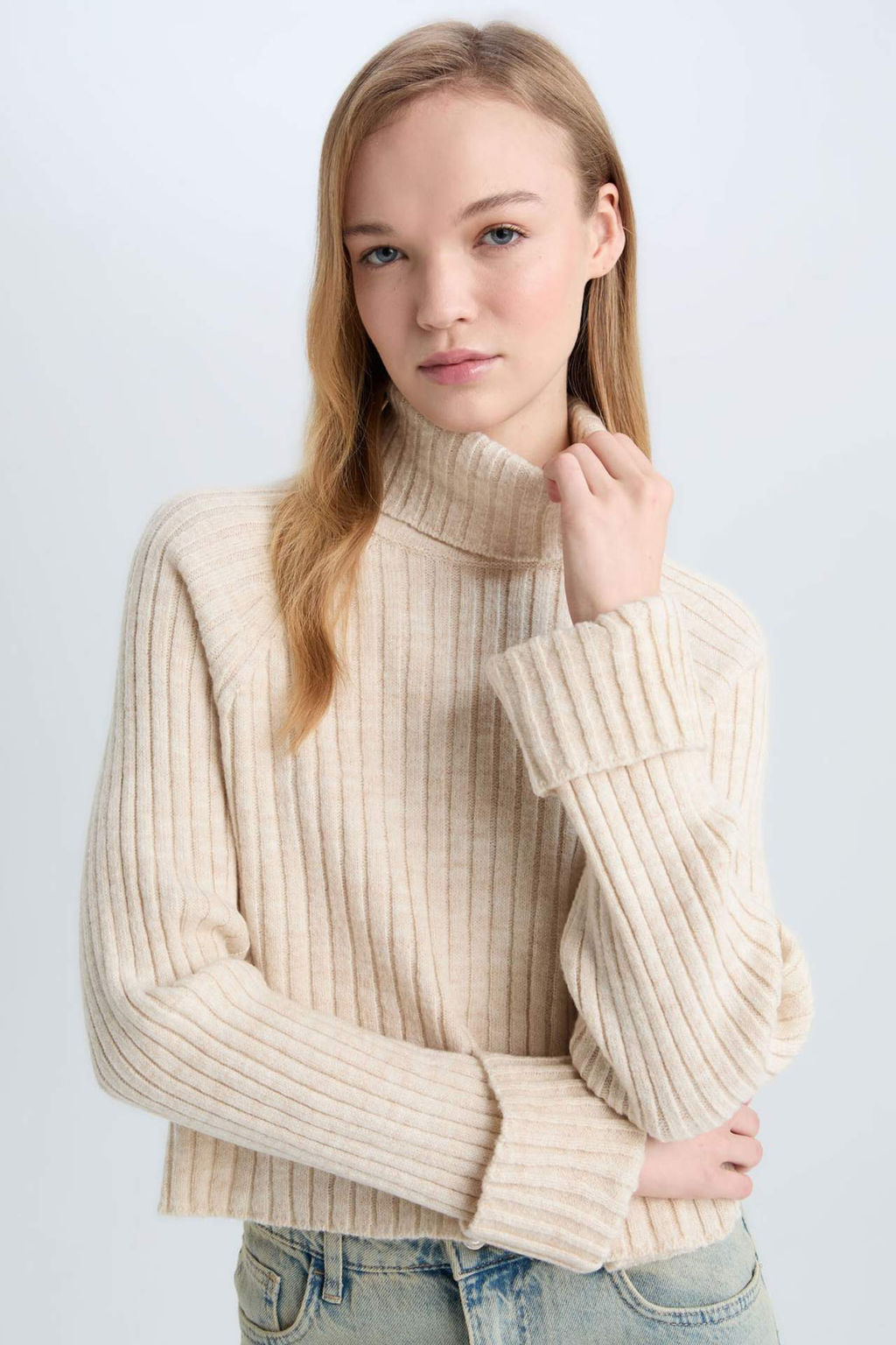 Oversize Genis Kal?p Bal?kc? Yaka Triko Kazak - Defacto фото 5