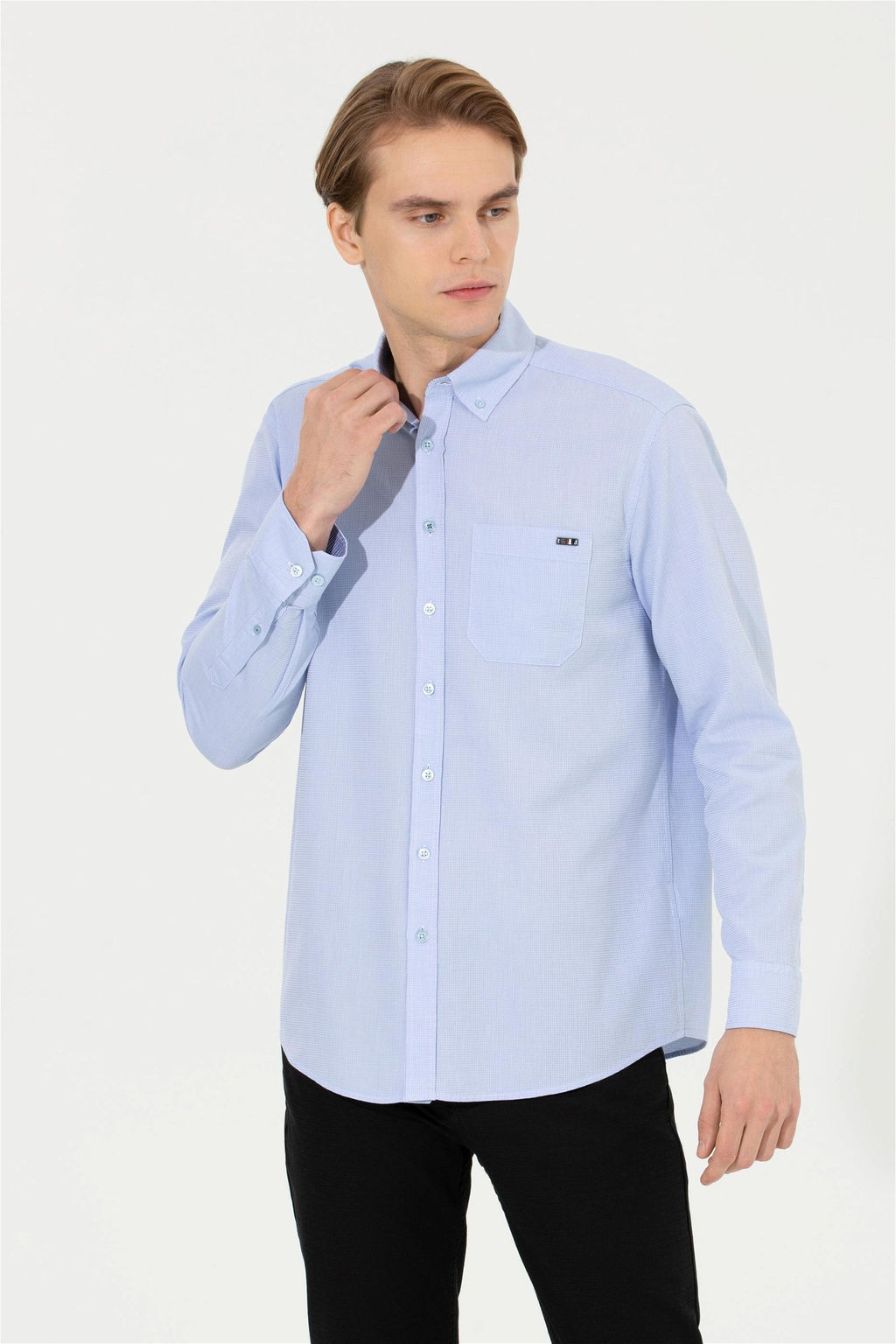 Мужская синяя рубашка с длинным рукавом - U.s. polo assn фото 3
