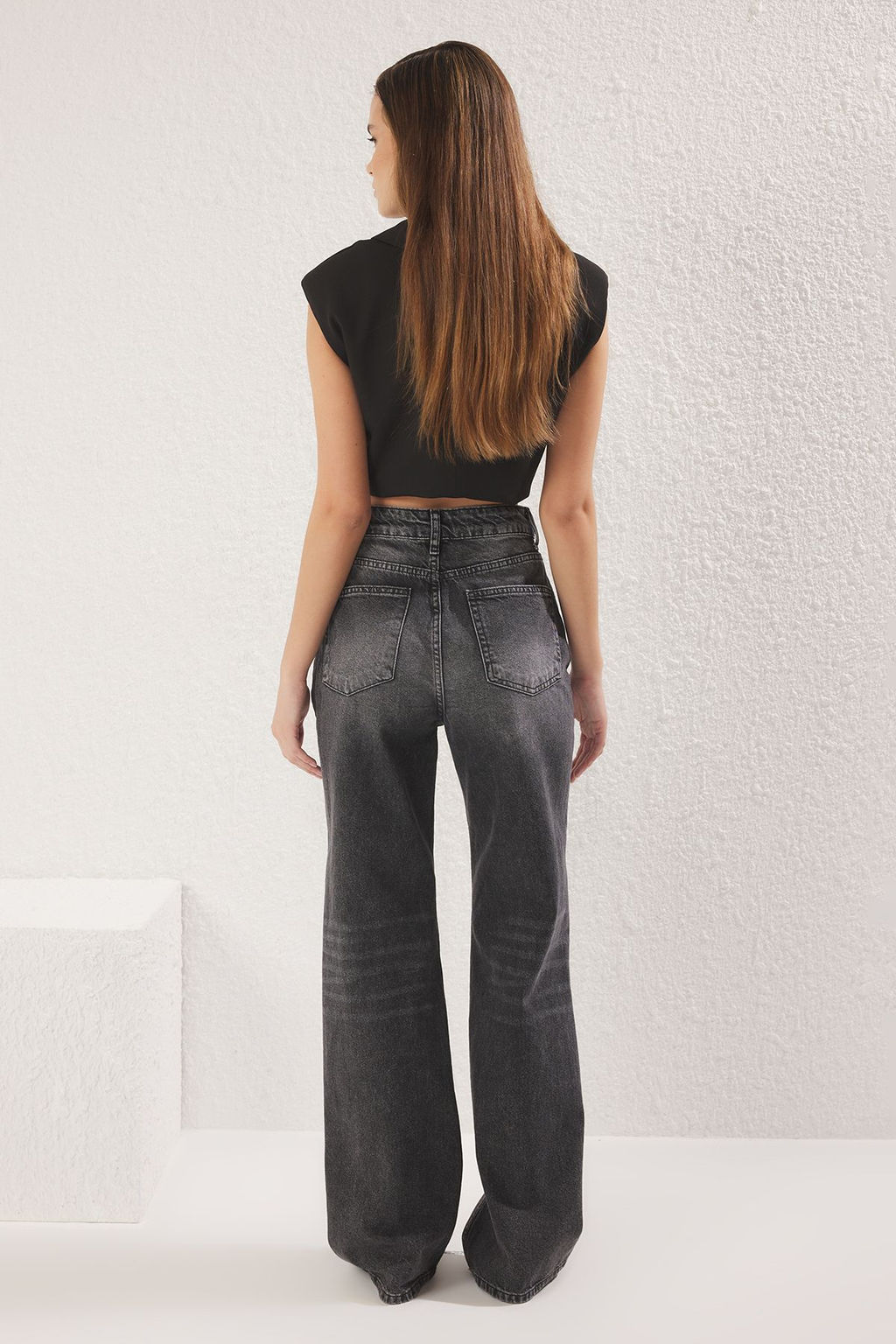 Antrasit Yuksek Bel Wide Leg Jeans TWOSS25JE00172
