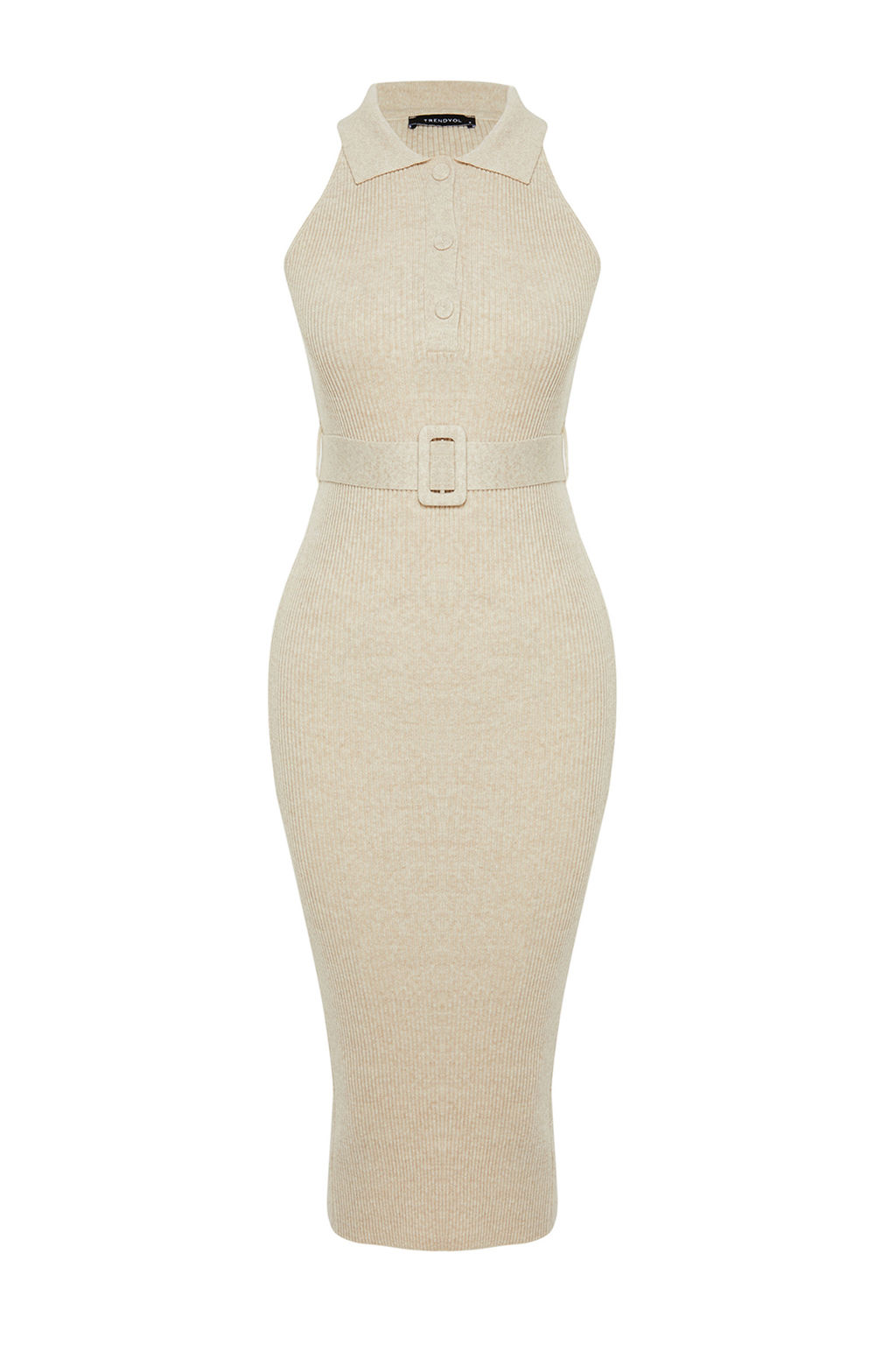 TRENDYOLMILLA Mavi Midi Triko Kemer Detayl? Elbise TWOSS22EL1031  фото 36