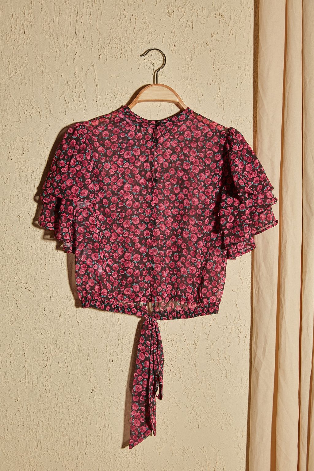 Trendyolmilla Cok Renkli Crop Cicek Desenli Dokuma Bluz TWOSS20BZ1657  фото 8