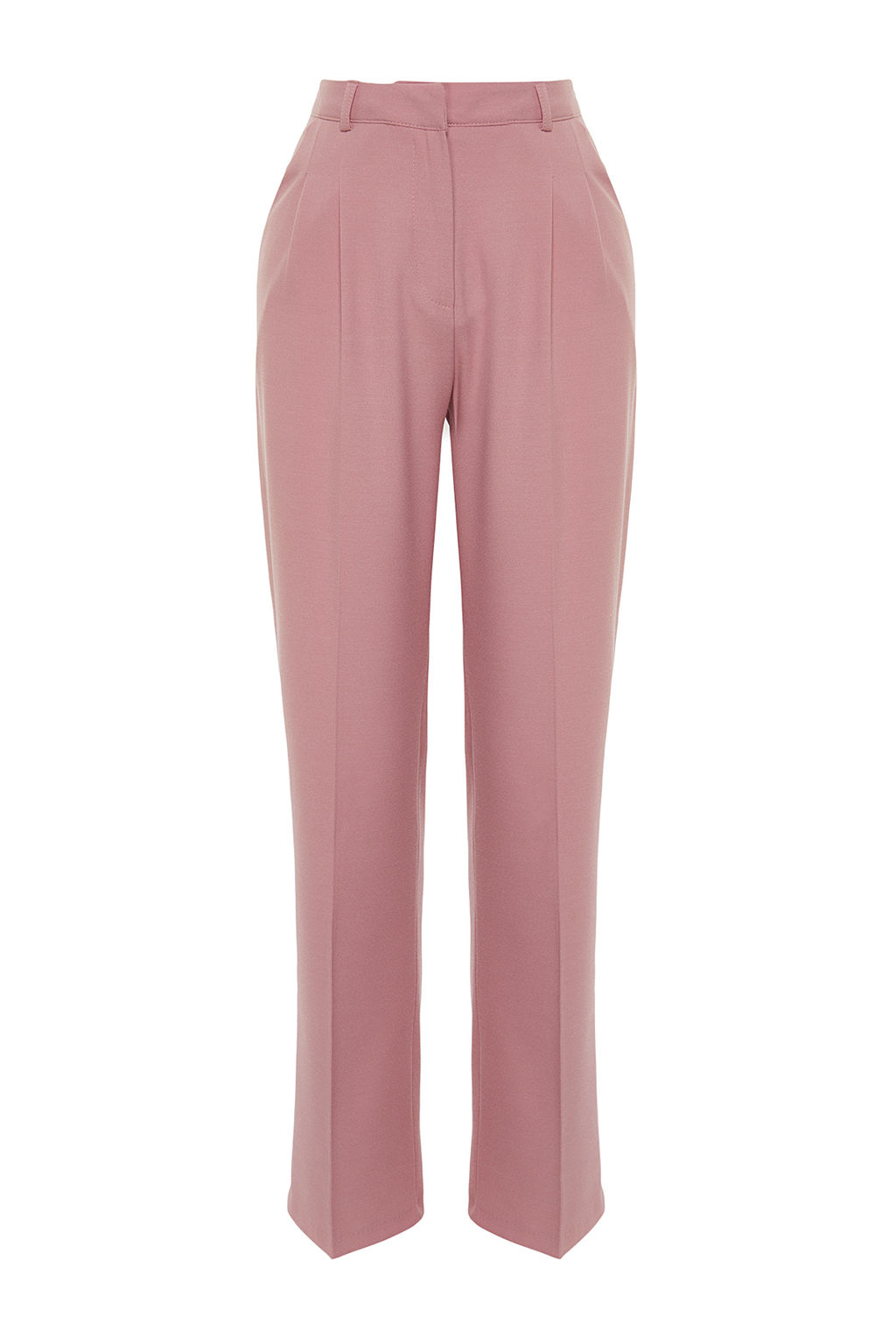 Limited Edition Ac?k Pembe Straight/Duz Kesim Dokuma Kumas Pantolon TWOAW23PL00401