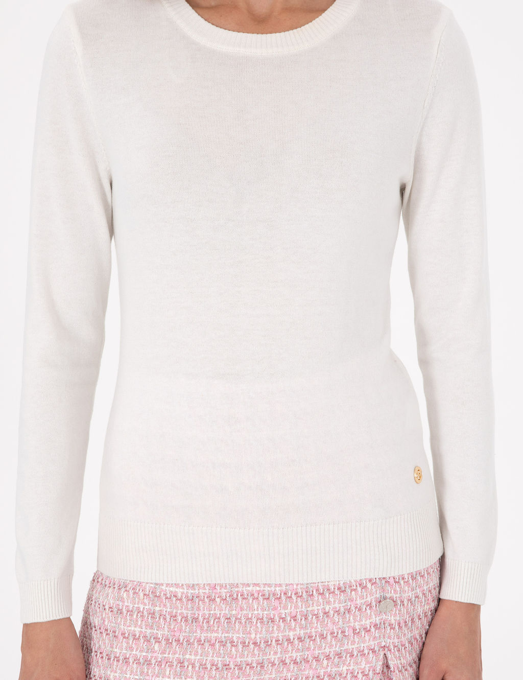 Ekru Slim Fit Basic Kazak