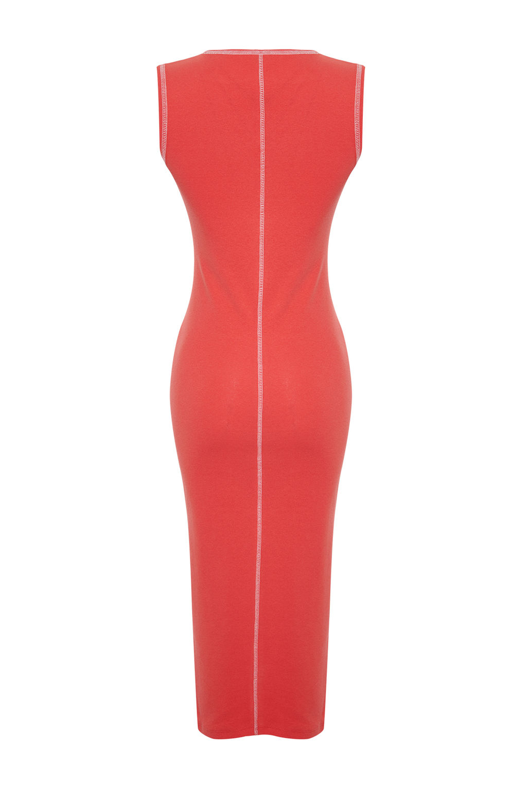 Nar Cicegi Fitted/Vucuda Oturan Karyoka Dikis Detayl? Fitilli Esnek Orme Midi Elbise TWOSS24EL00884 - Trendyolmilla фото 8