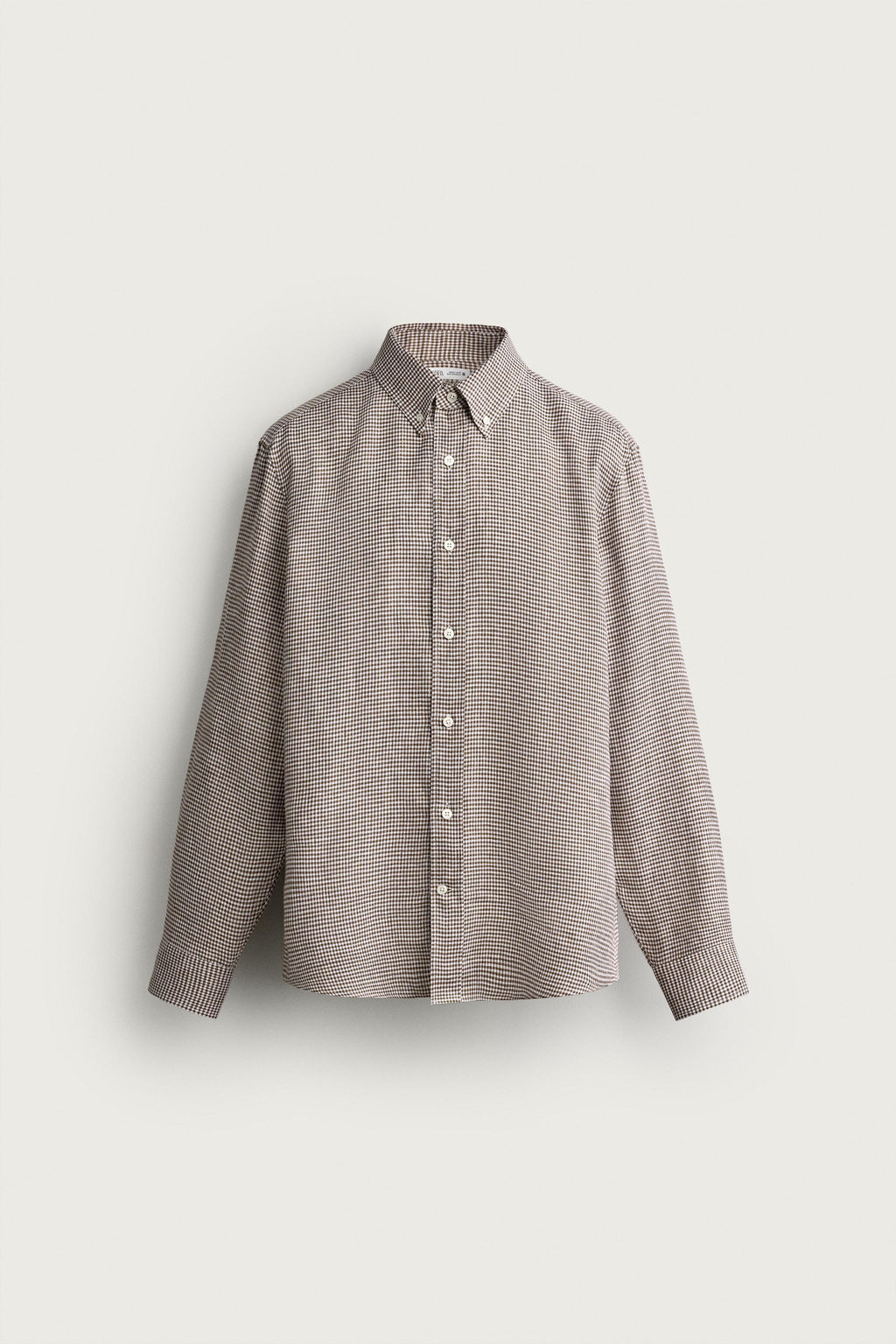 CAMISA REGULAR FIT CUADROS 100% LINO / Tostado - Zara фото 5