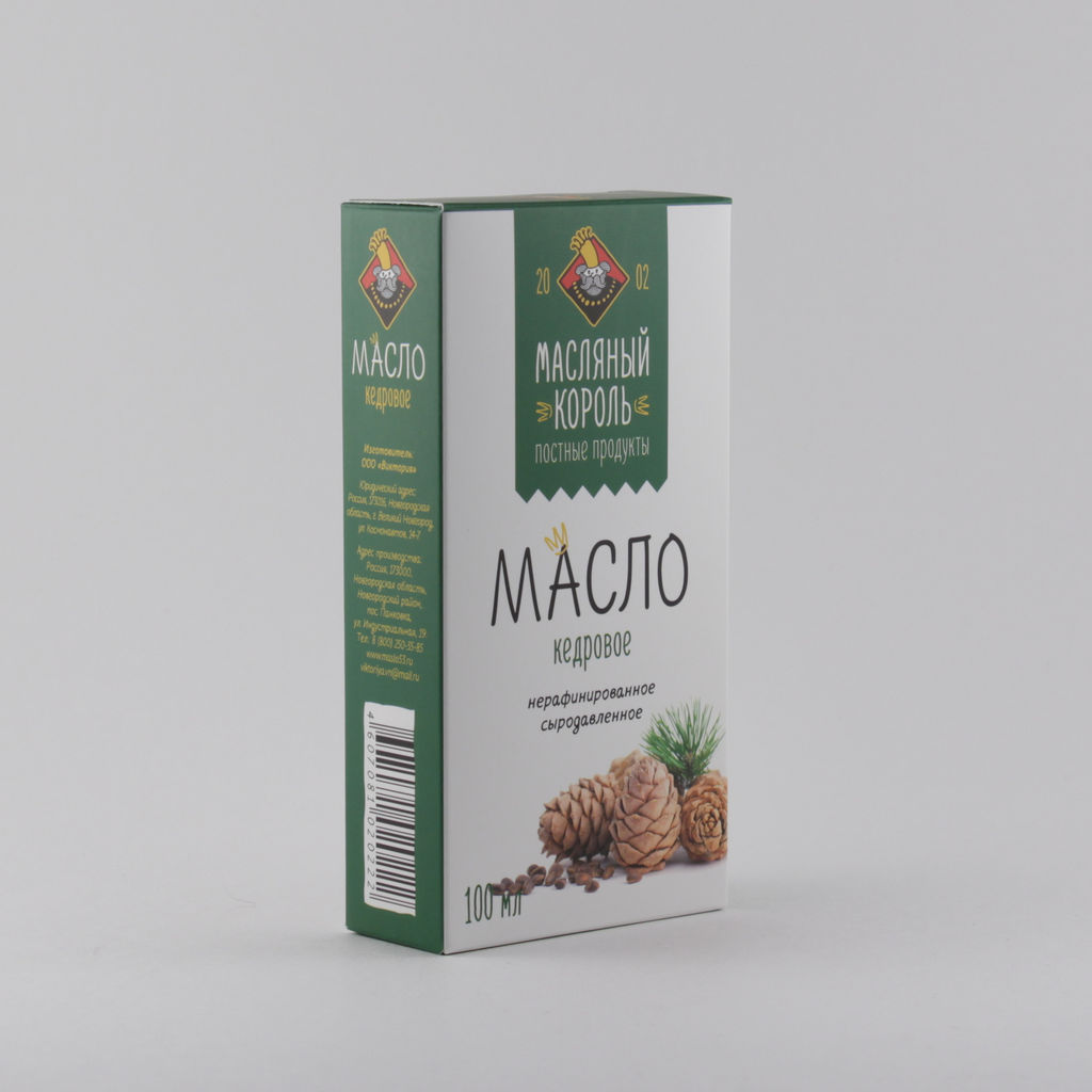 Масло кедровое нерафинированное Масляный король 0,1л