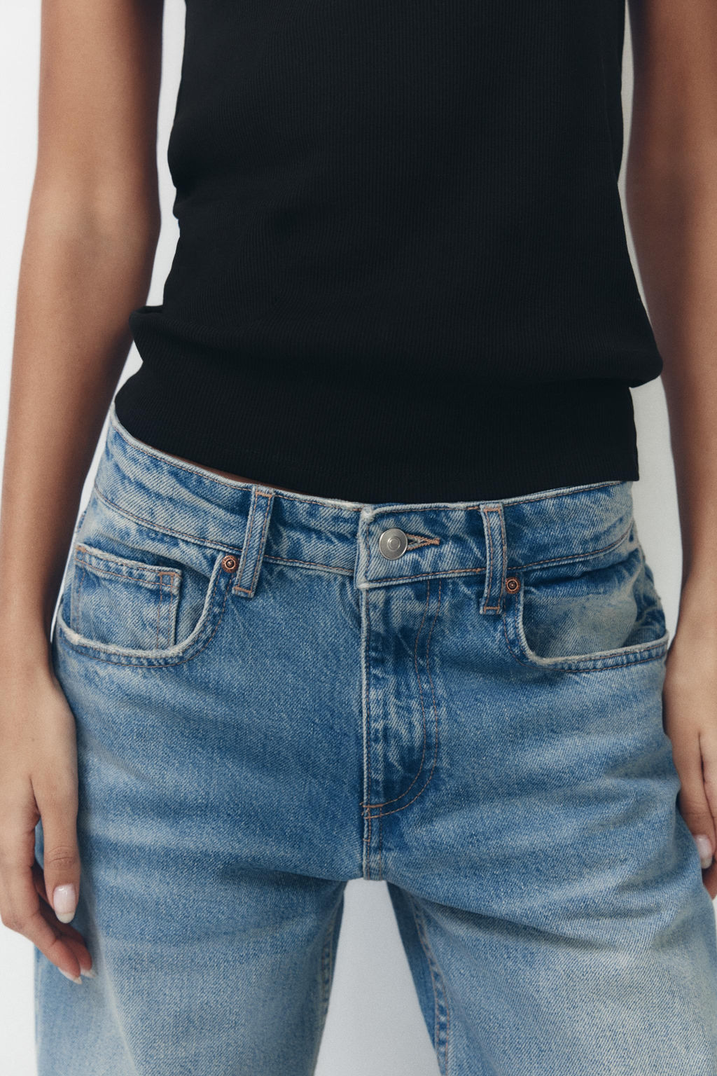 TRF WIDE-LEG MID-RISE FULL LENGTH JEANS - Zara фото 21