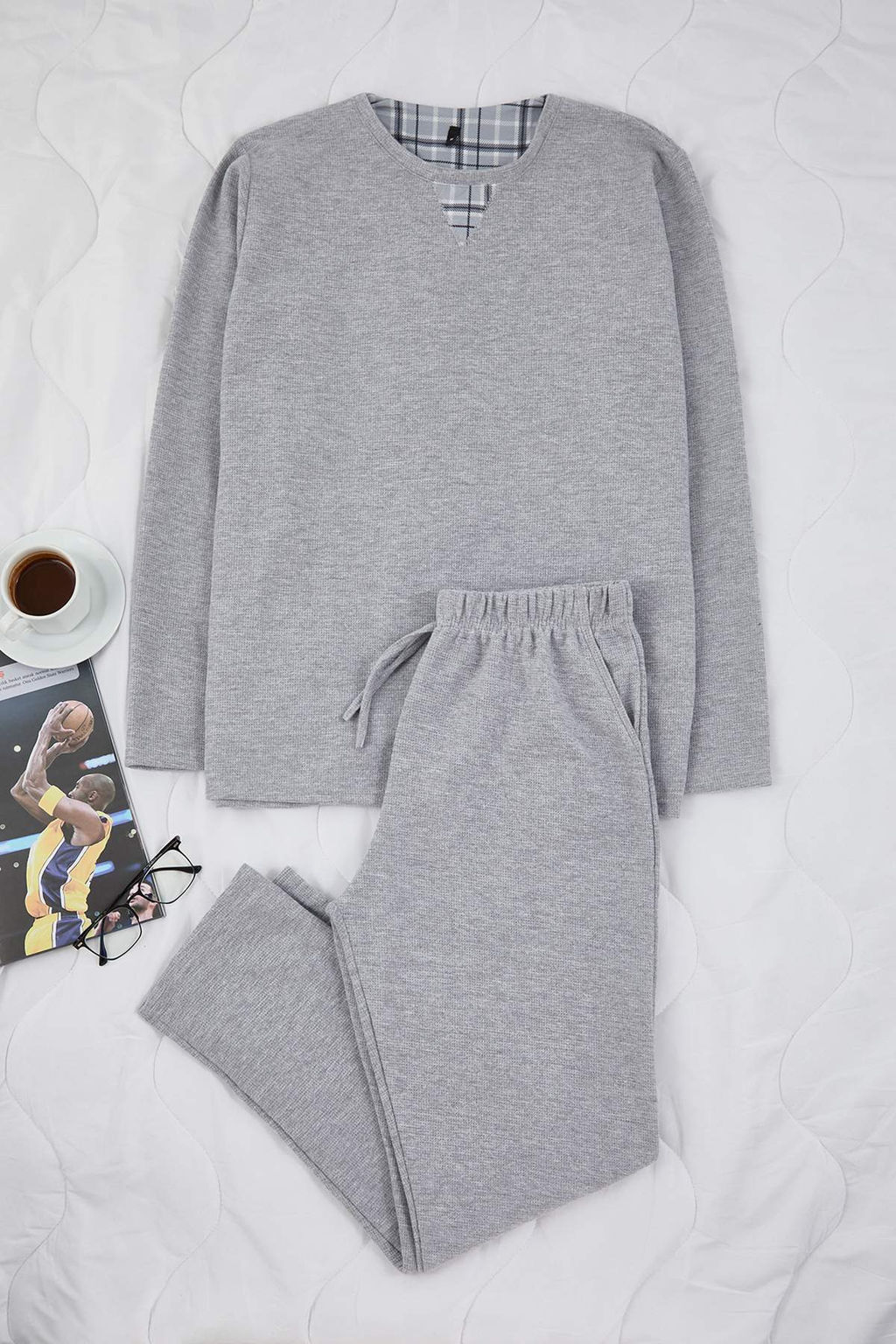 Siyah Regular Yumusak Waffle Orme Pijama Tak?m? TMNAW26PT00070 - Trendyolmilla фото 4