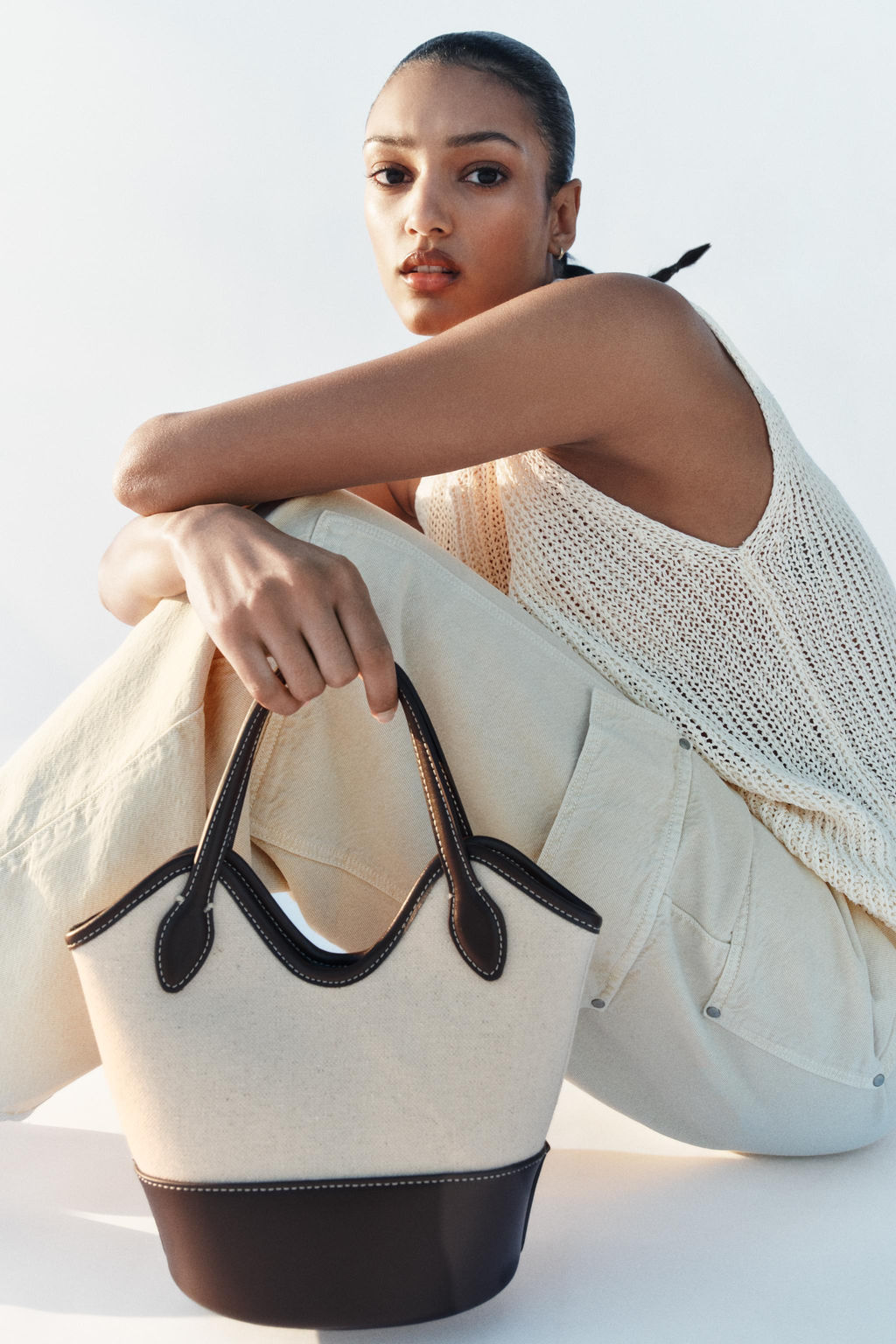 BOLSO COMBINADO CANVAS / Beige claro - Zara фото 2