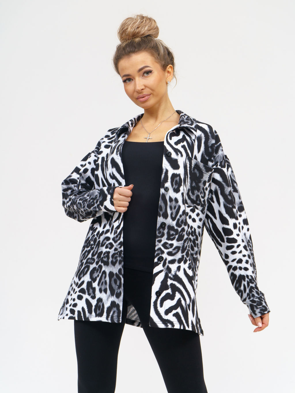 942 Туника-Рубашка "Лео/серый"