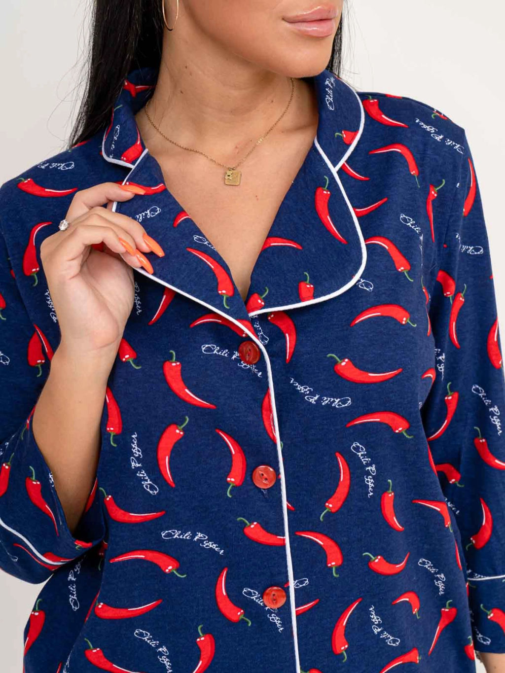 Халат женский, цвет синий красный белый