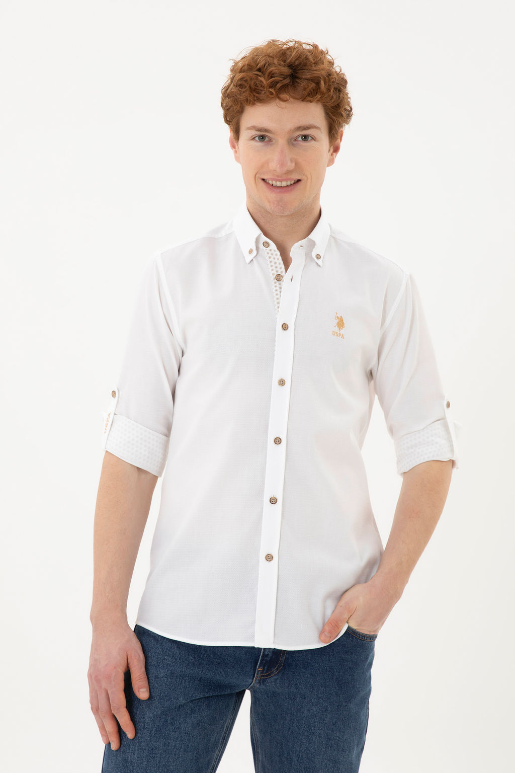 Мужская белая рубашка с длинным рукавом - U.s. polo assn фото 15