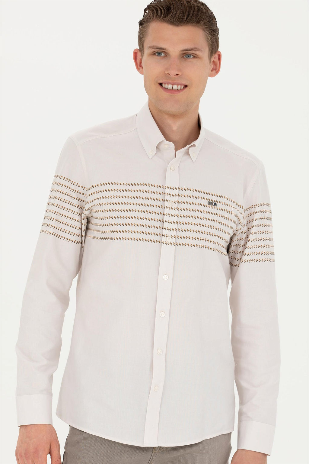 U. S. Polo Assn / Мужская рубашка с длинным рукавом Stone - U.s. polo assn фото 10