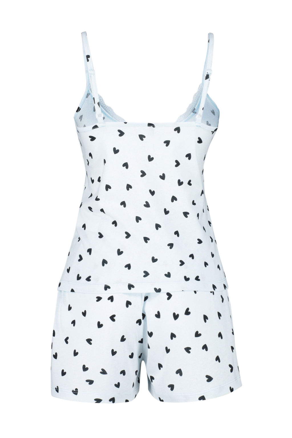 Trendyolmilla Beyaz %100 Pamuklu Kalpli Dantelli Ip Ask?l? Sortlu Orme Pijama Tak?m? THMSS24PT00106  фото 8