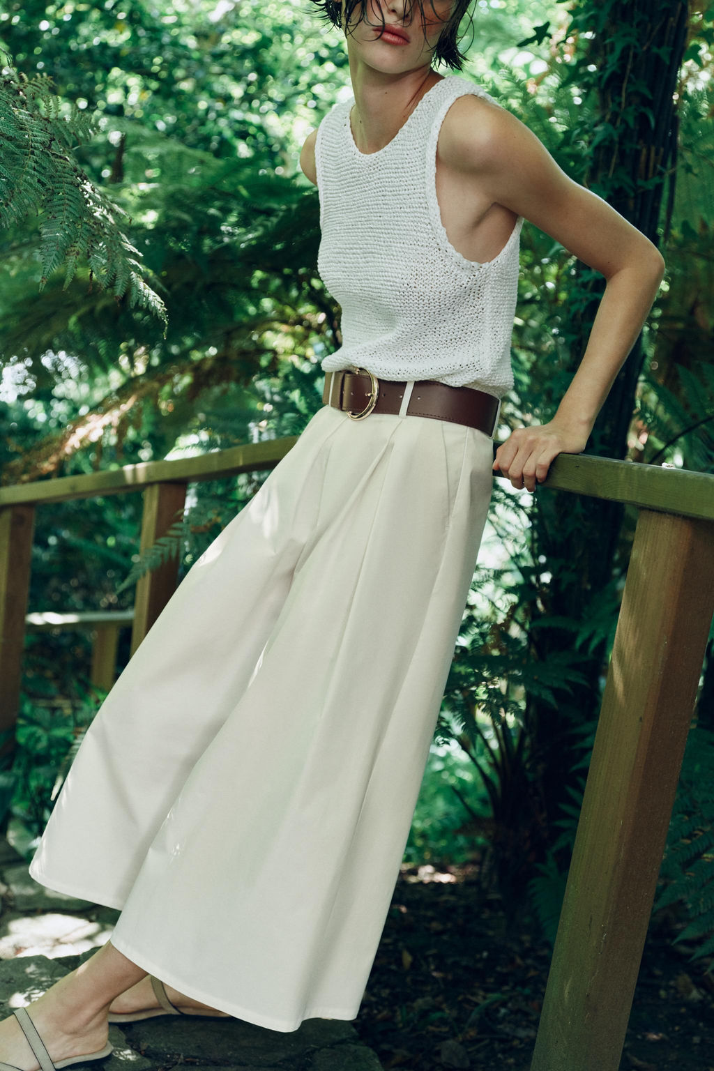 PANTAL?N CULOTTE CINTUR?N / Blanco - Zara фото 4