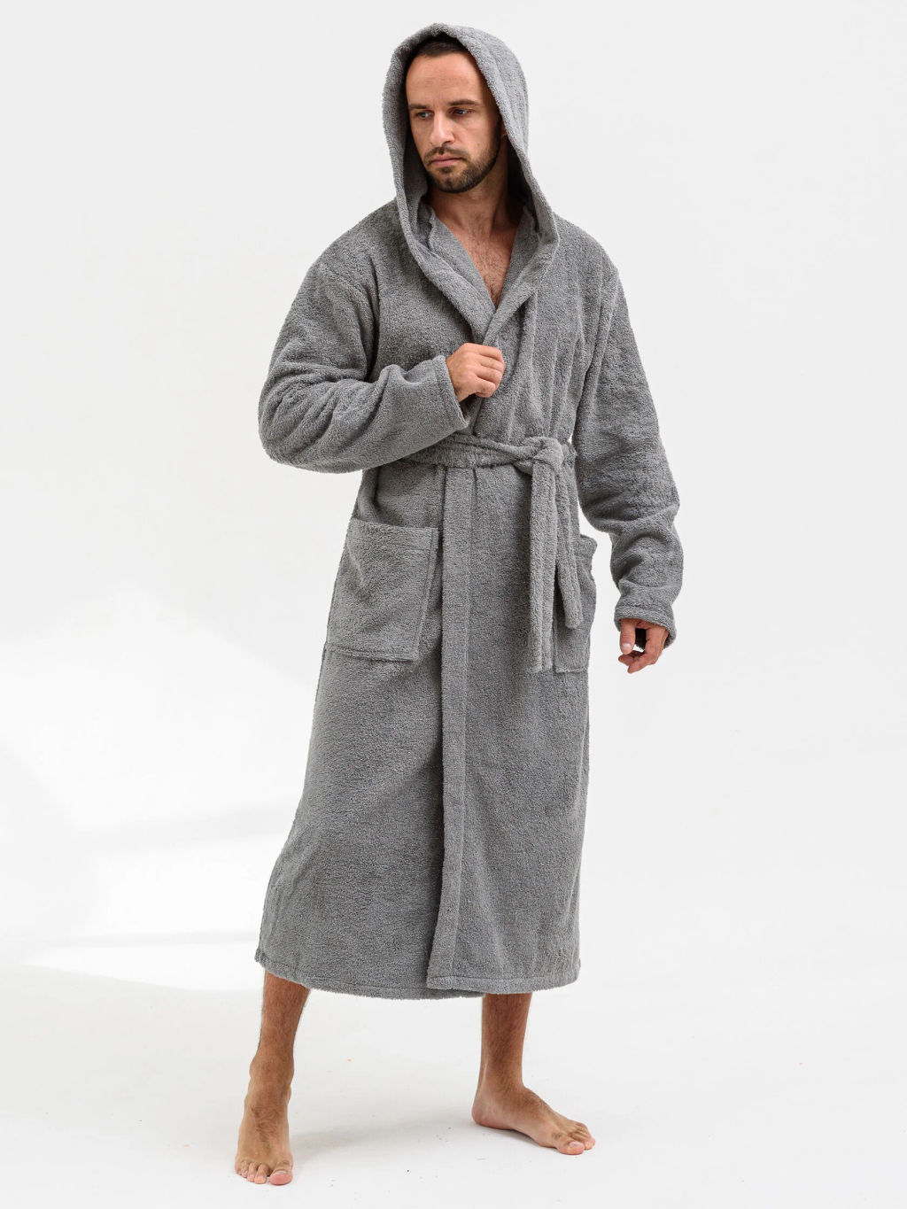 Хлопок 100% Халат махра Банный(капюшон) - Оптима фото 2