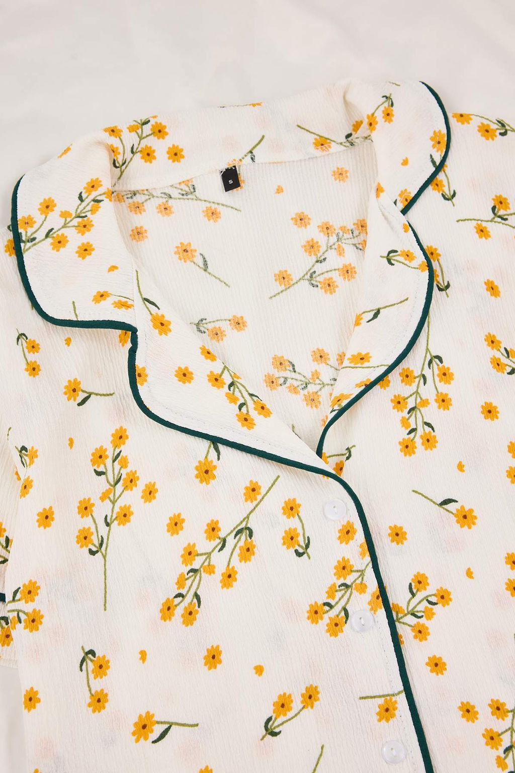 Beyaz Cicekli Biyeli Burumcuk Dokulu Orme Pijama Tak?m? THMSS26PT00020 - Trendyolmilla фото 7