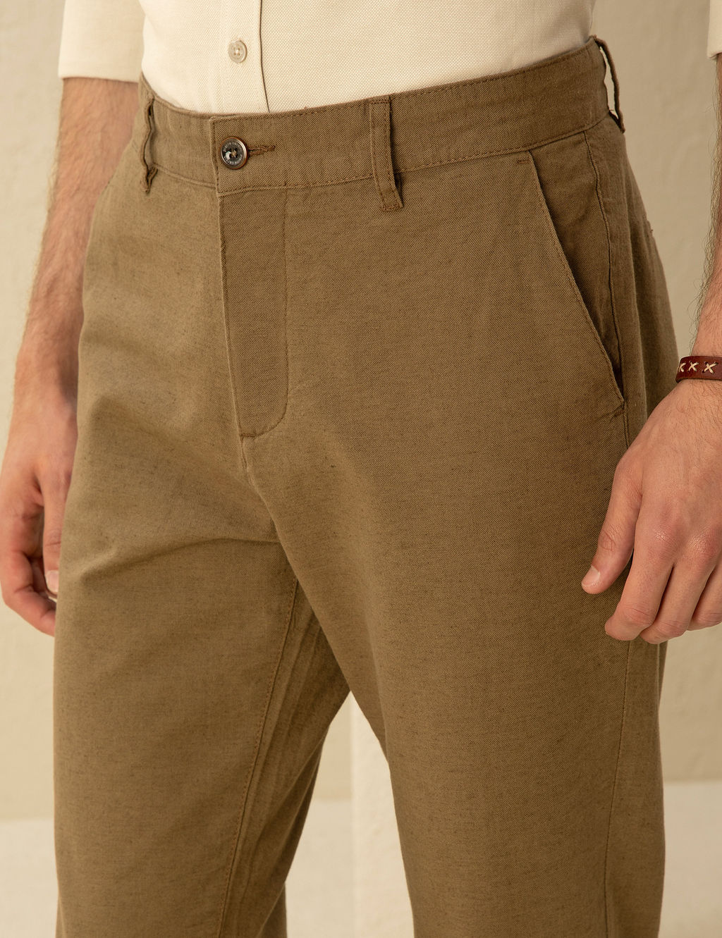 Haki Carrot Fit Keten Kar___ml_ Kanvas Pantolon