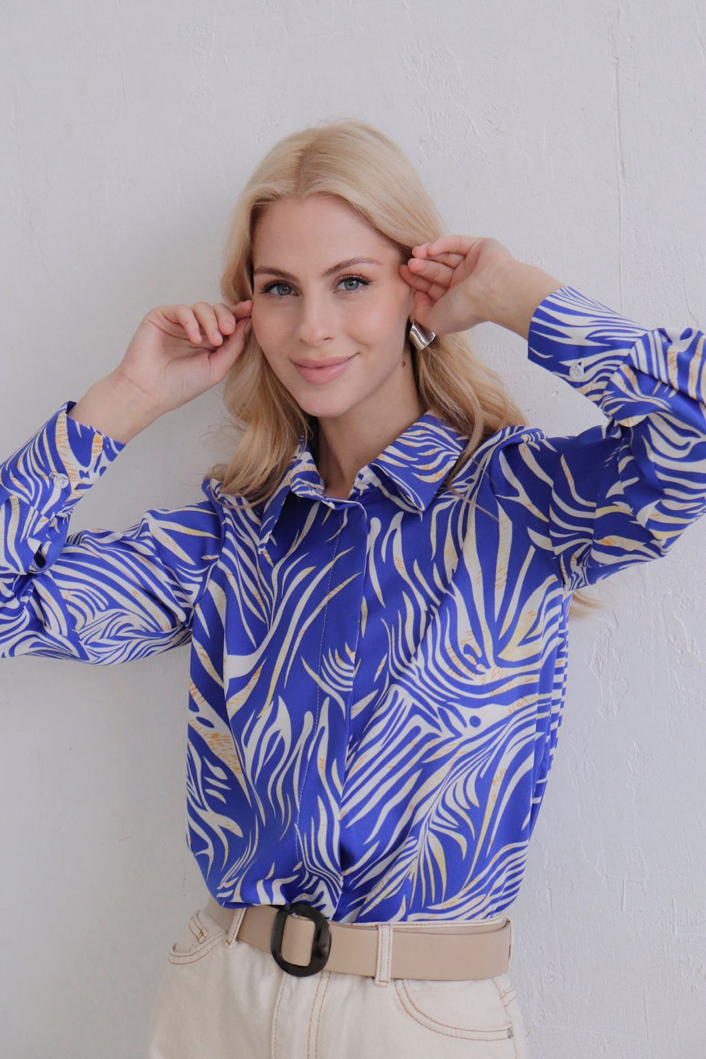 11525 Рубашка с супатной застёжкой синяя с принтом - Martichelli фото 5