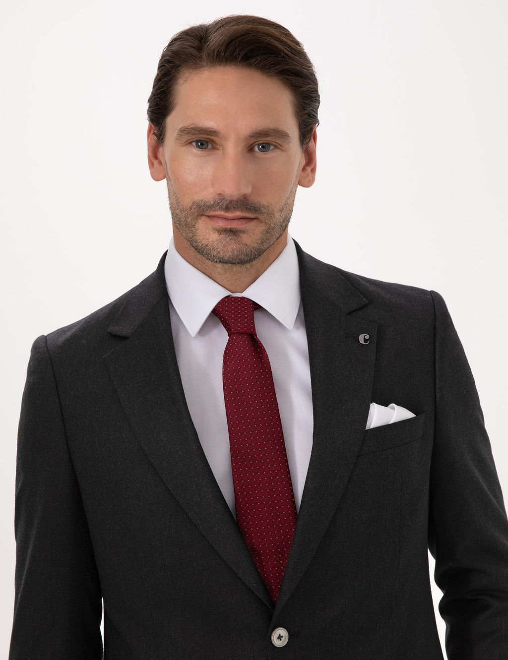 Siyah Slim Fit %100 Y_n Mikro Desenli Tak_m Elbise - Cacharel фото 2