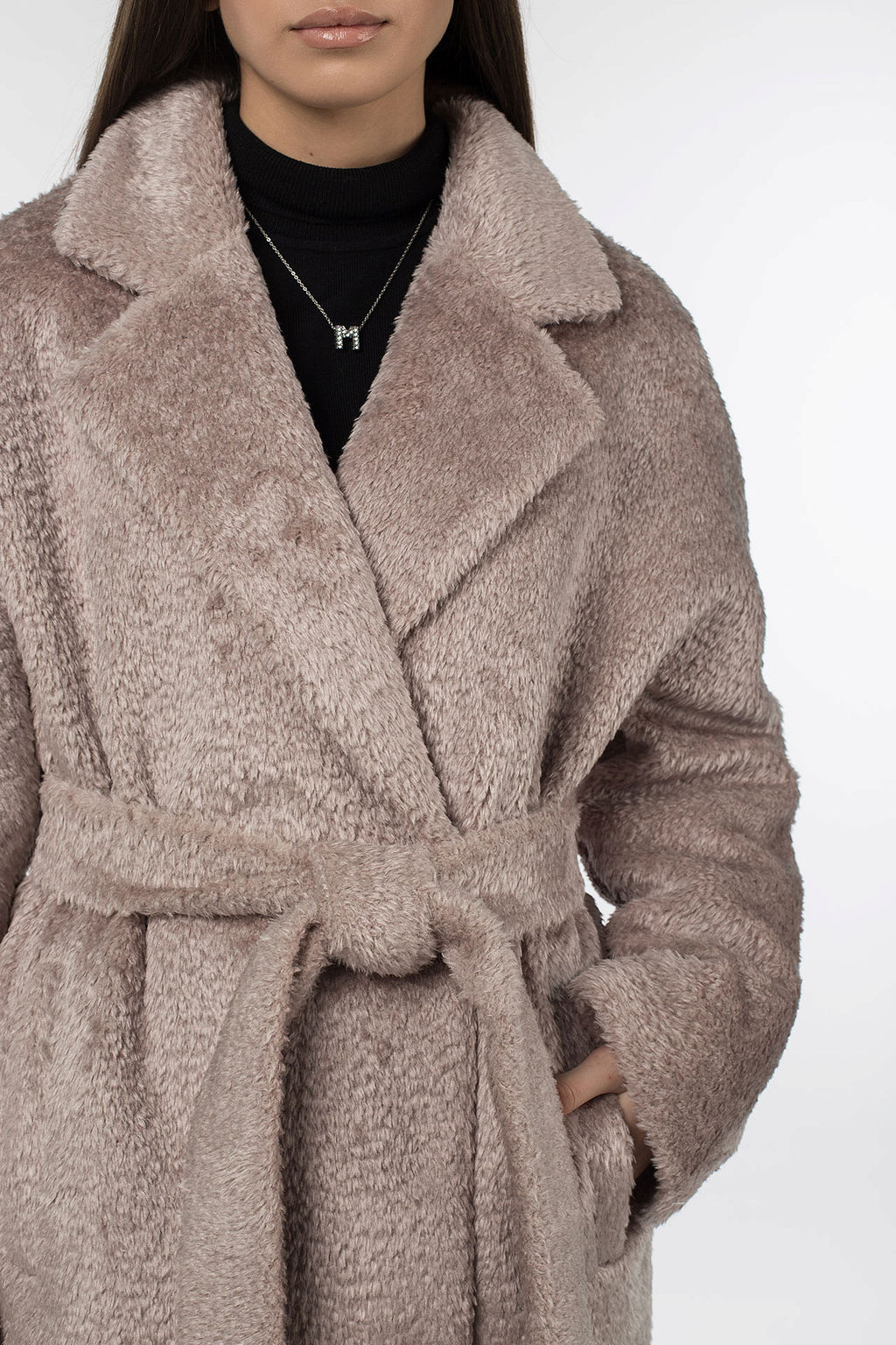 02-3069 Пальто женское утепленное (пояс) - El podio фото 3