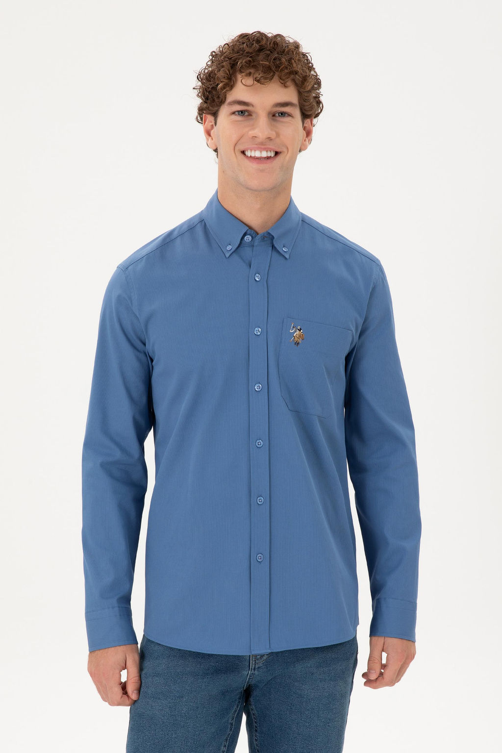 Мужская темно-синяя рубашка с длинным рукавом Неожиданная скидка в корзине - U.s. polo assn фото 8