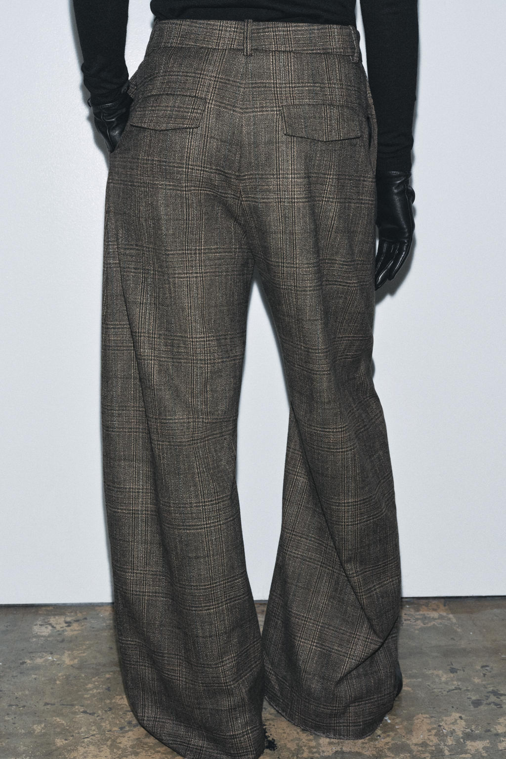ZW COLLECTION CHECKED BALLOON TROUSERS WITH WOOL - Zara фото 3