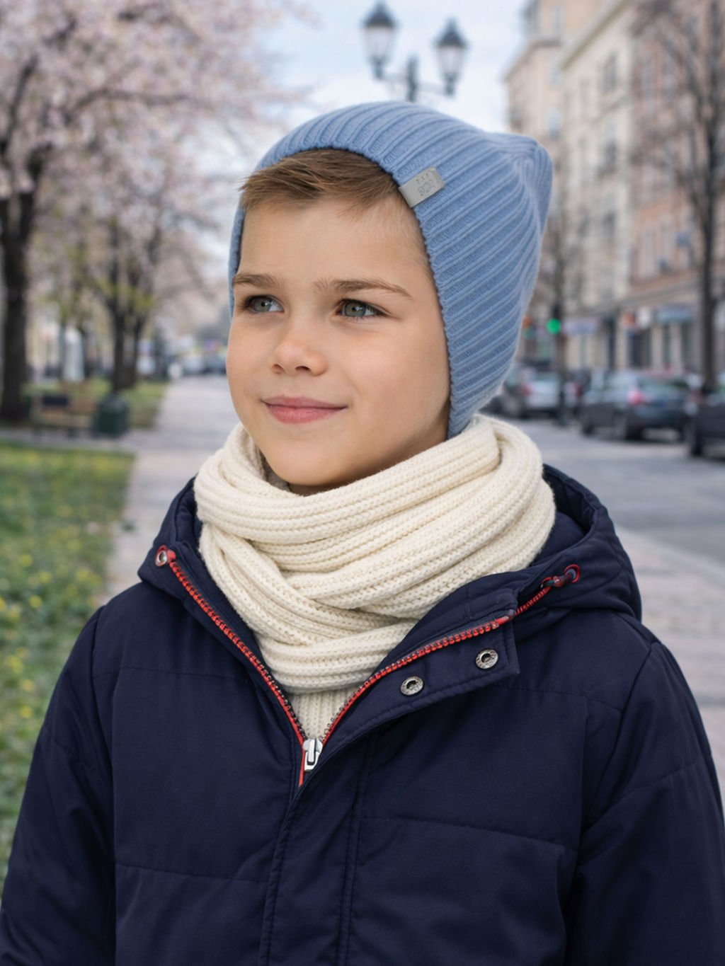 Шапка вязаная голубая