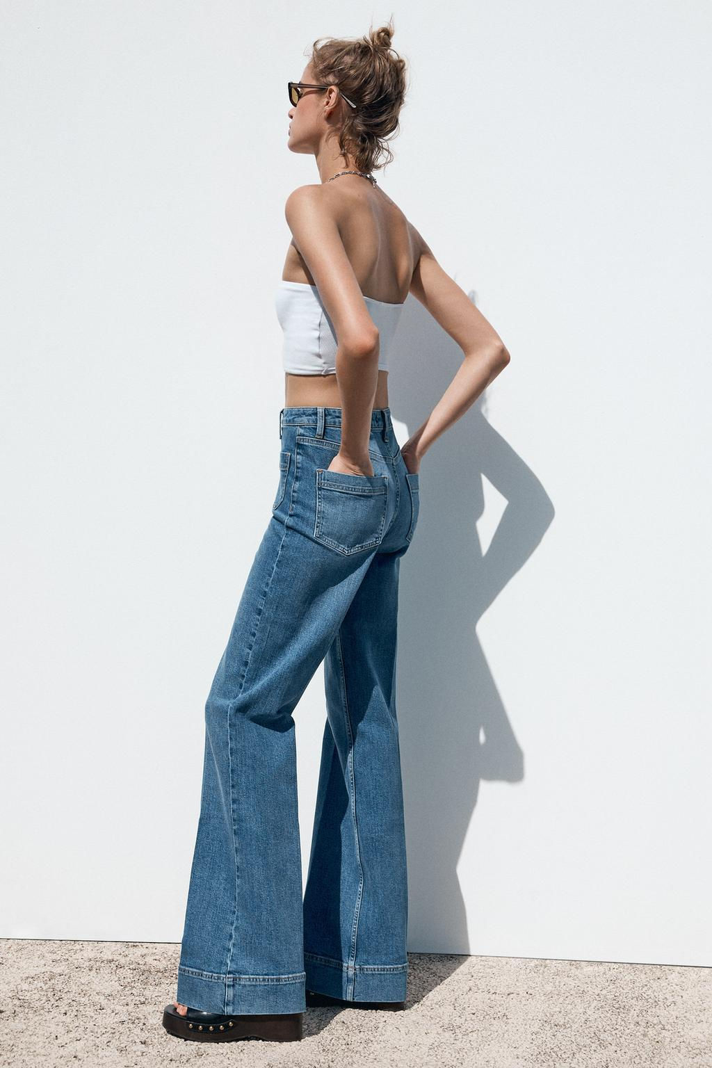 Z1975 HIGH-WAIST JEANS WITH PATCH POCKETS - Zara фото 4