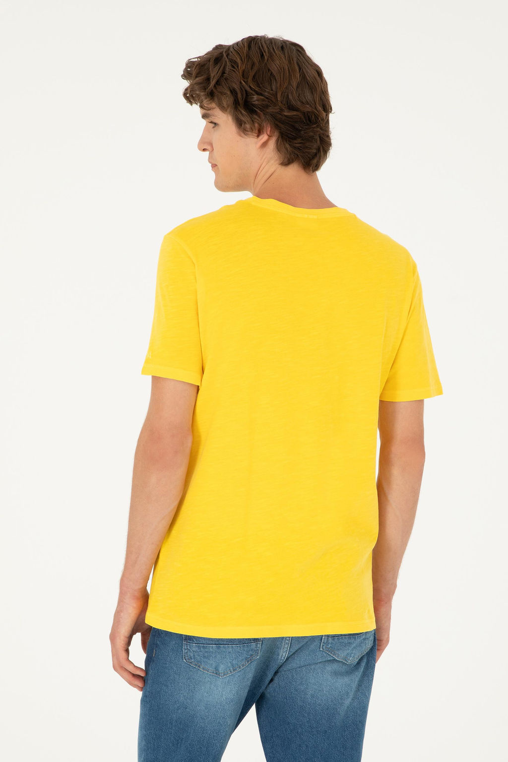 Мужская желтая базовая футболка - U.s. polo assn фото 5