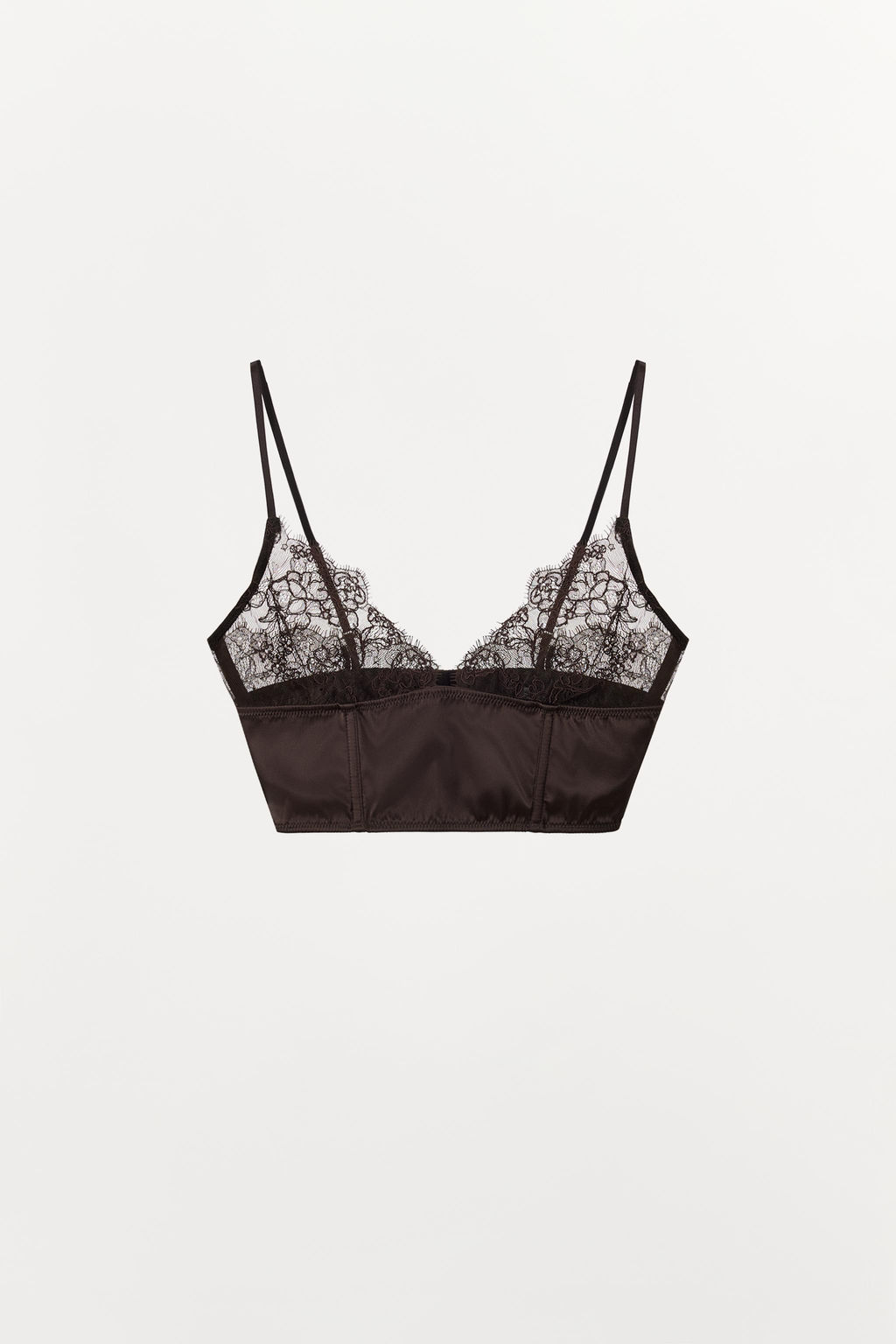 BRALETTE COMBINADO SATINADO ENCAJE / Marr?n oscuro - Zara фото 3