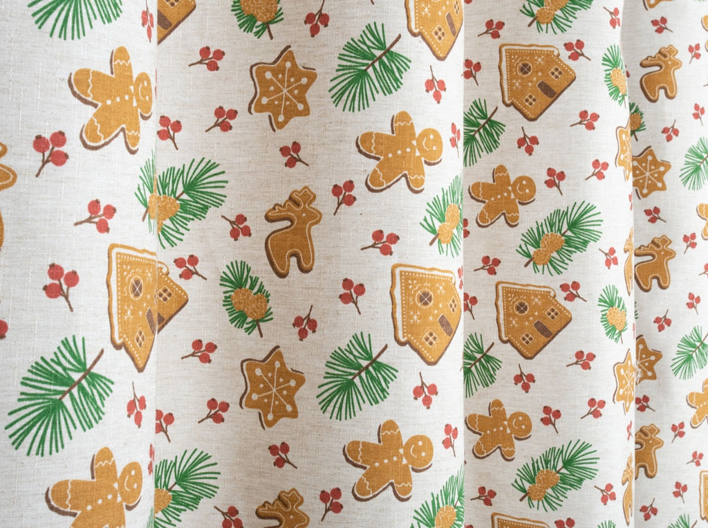 Комплект штор Ш/Лн/5153/1П 1807-0 20ШС70-1-КВ 270*150 - 2 шт. "Рождественские пряники"
