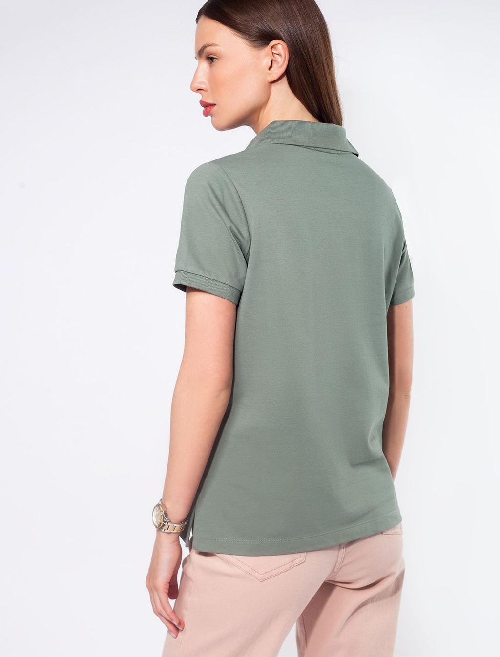 Футболка-поло из трикотажа пике с эластаном. - Vilatte фото 4