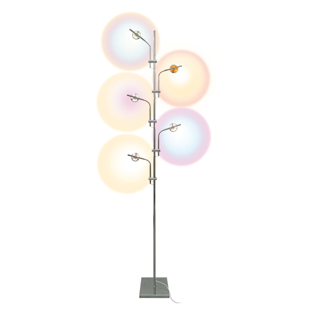 ULM-T640 5x2W/3000K CHROME MULTICOLOR Торшер напольный светодиодный, c регулировкой наклона, с линзами. Сменные светофильтры в/к. Механический выключатель. Металл. Хром. ТМ Uniel