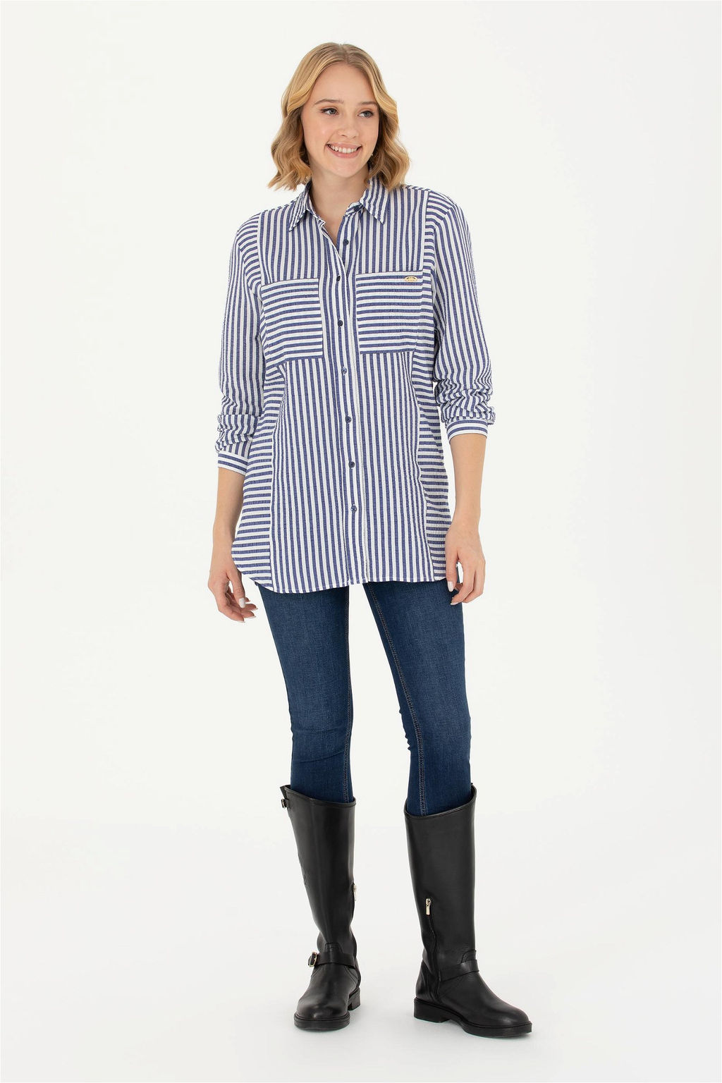 U. S. Polo Assn Женская темно-синяя рубашка с длинным рукавом - U.s. polo assn фото 4