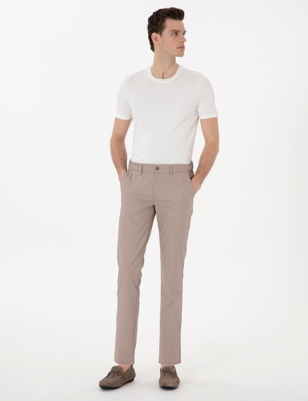 Koyu Bej Slim Fit Beli Lastikli Kanvas Pantolon - Pierre cardin фото 3