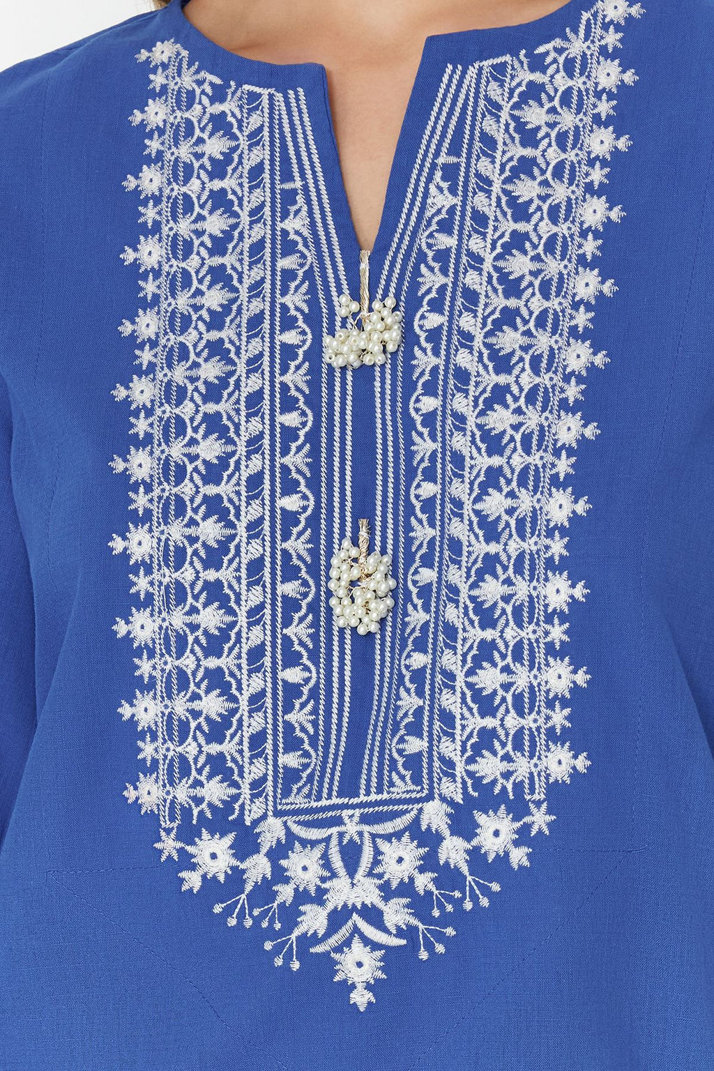 Mavi Mini Dokuma Nak?sl? %100 Pamuklu Plaj Elbisesi TBESS24EL00148 - Trendyolmilla фото 4