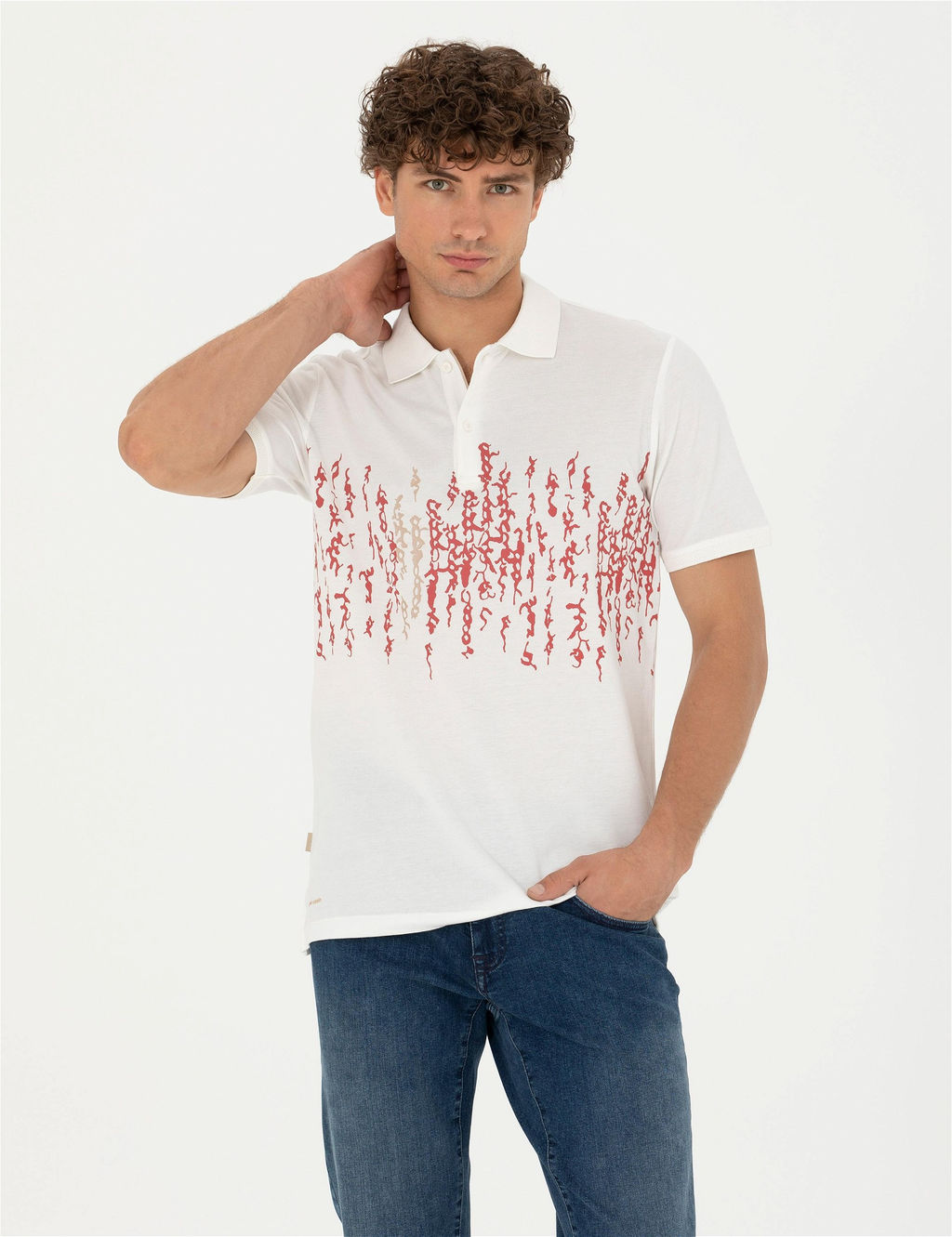 Ekru Slim Fit Polo Yaka Ti__rt