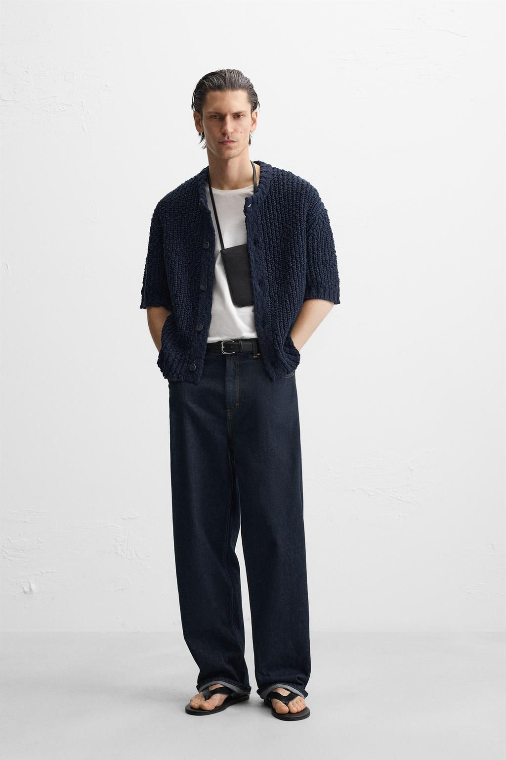 TEXTURED COTTON CARDIGAN