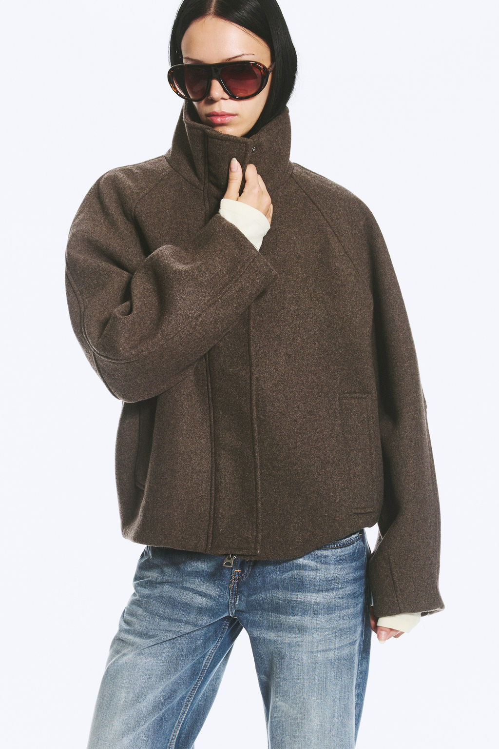 Chaqueta de mezcla de lana con cuello alto - H&m фото 4