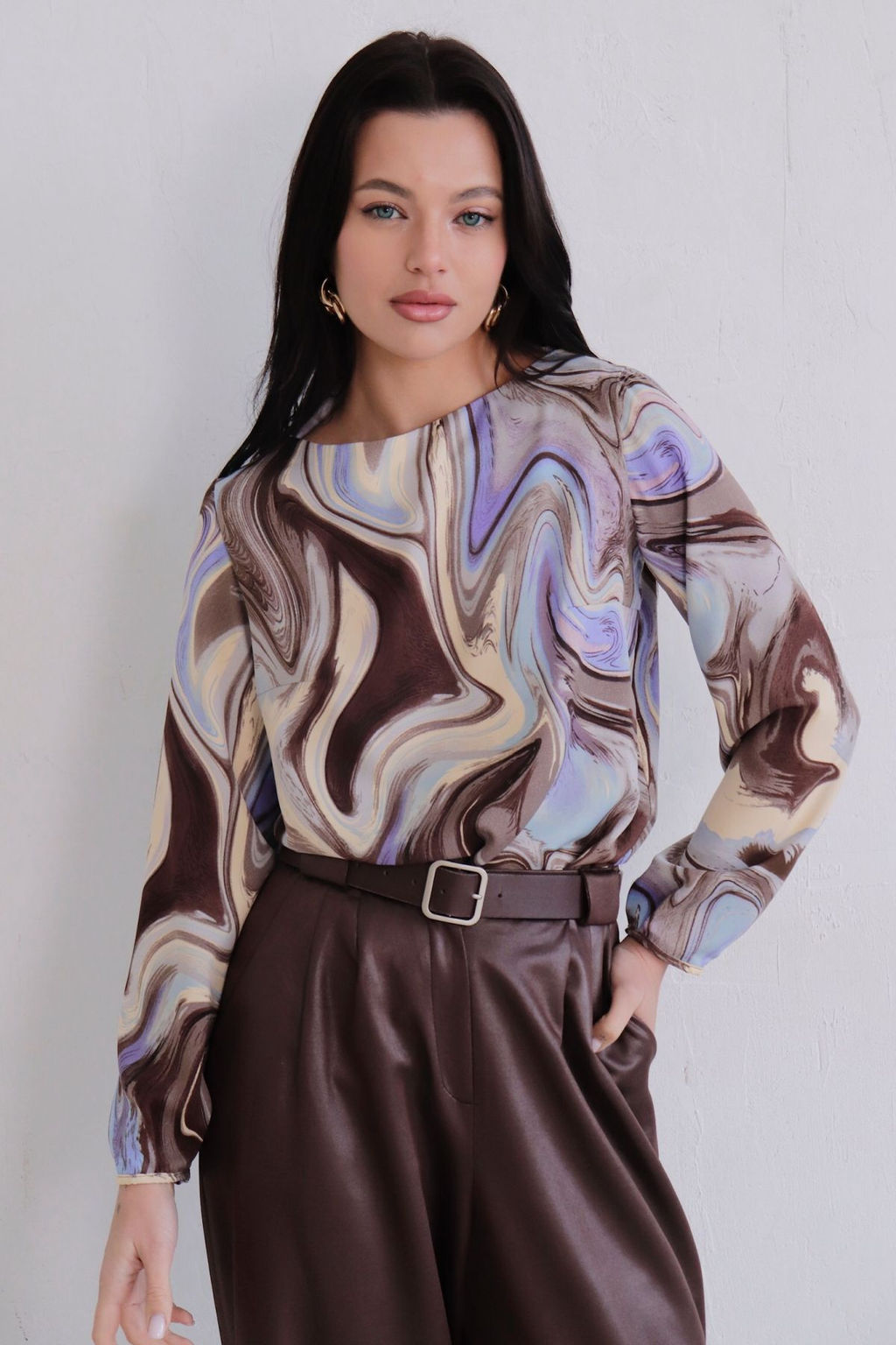 Блуза прямого силуэта с вырезом лодочка - Martichelli фото 57