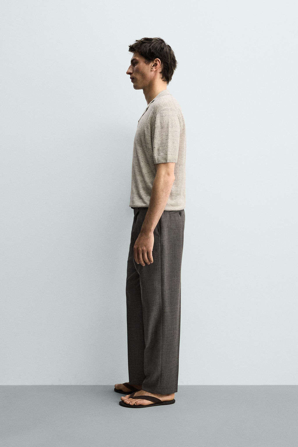 POLO PUNTO REGULAR FIT 100% LINO / Gris vigor? - Zara фото 4
