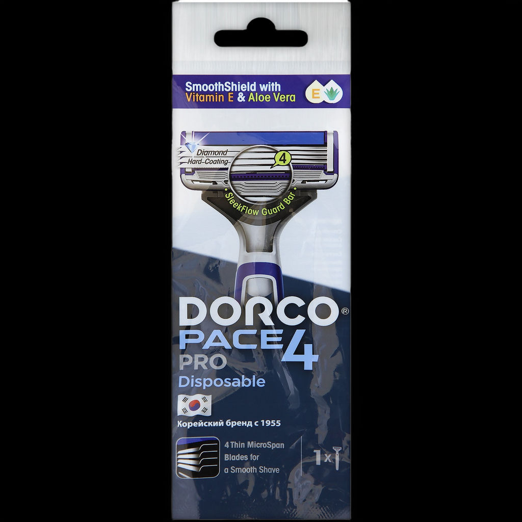 DORCO Станок однораз. PACE-4 PRO (1 шт) 4 лезвия, плав. головка, увл.полоса (2683)