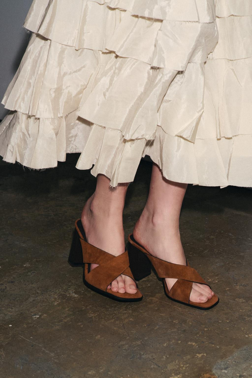 SPLIT SUEDE BLOCK HEEL SANDALS - Zara фото 2