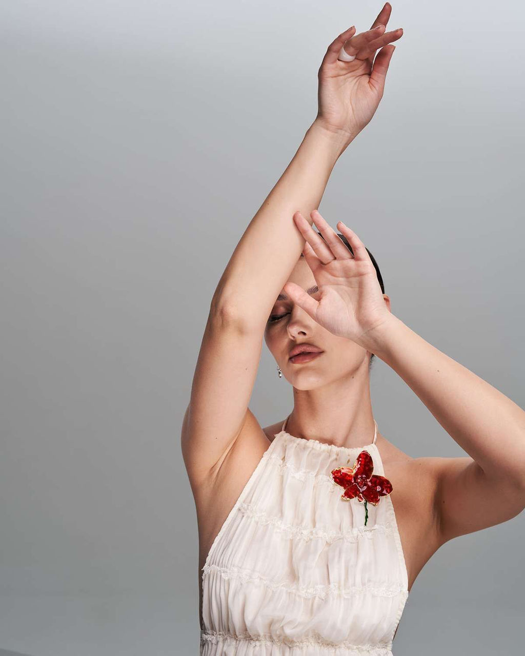 Брошь цветок орхидея BRM016