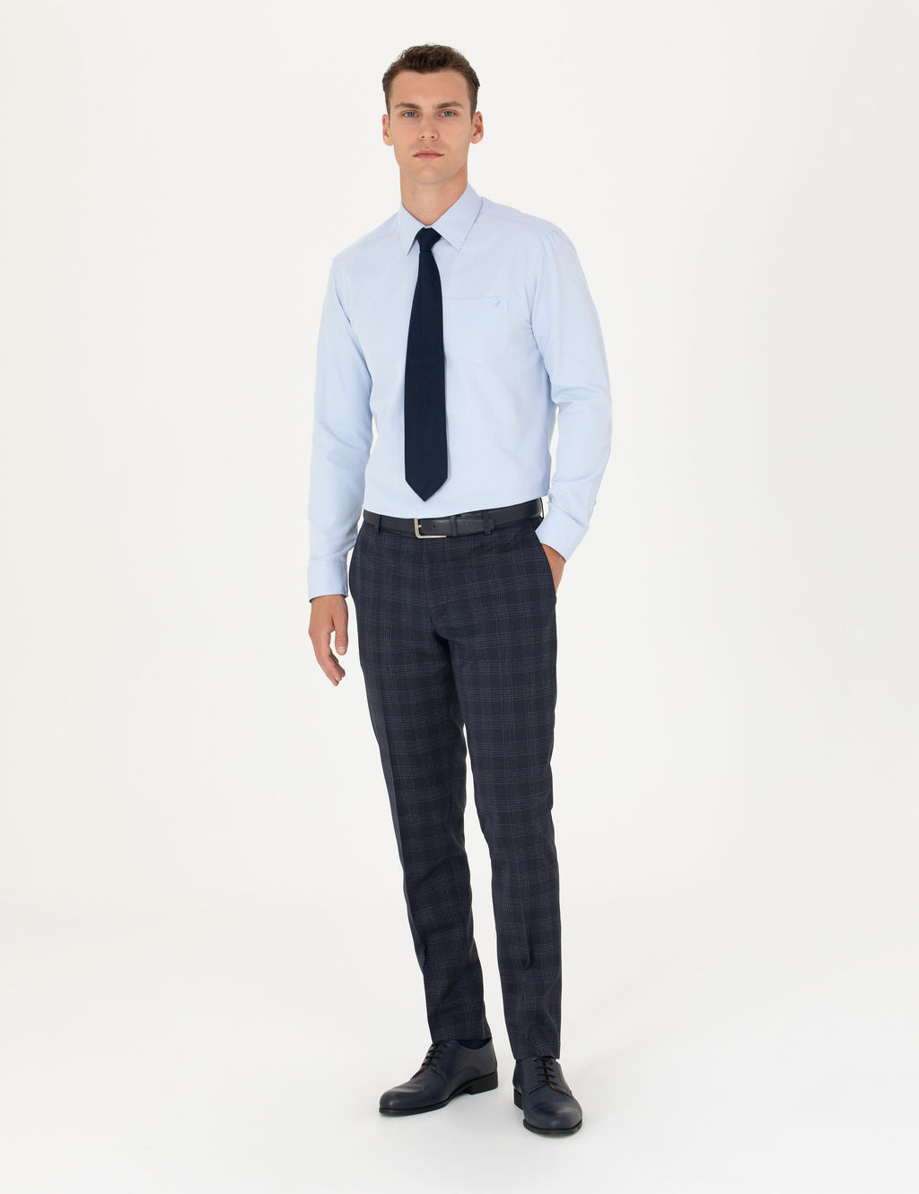 A__k Mavi Regular Fit Uzun Kollu Basic G_mlek