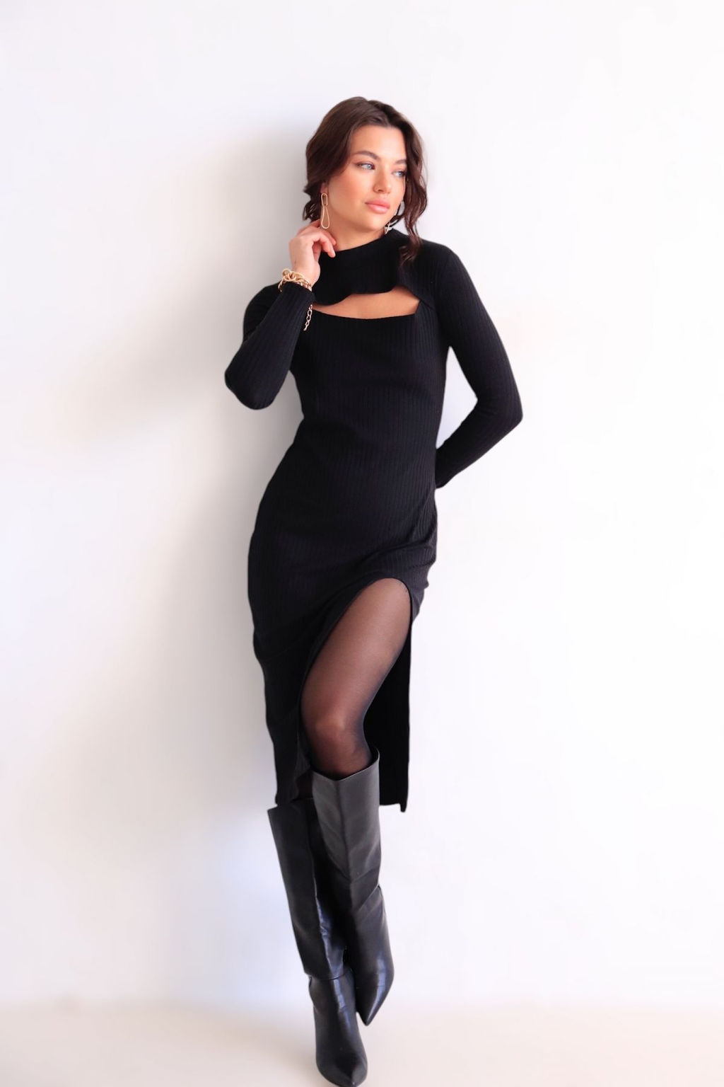 Martichelli Платье чёрное с вырезом фото 5