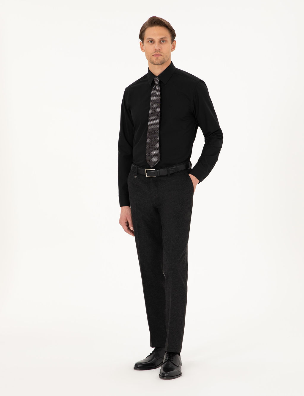 Siyah Regular Fit Uzun Kollu Basic G_mlek
