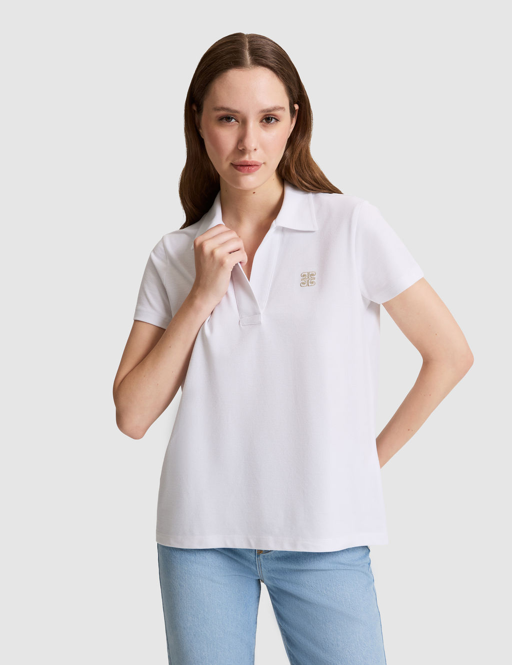 Beyaz Comfort Fit Polo Yaka Ti__rt
