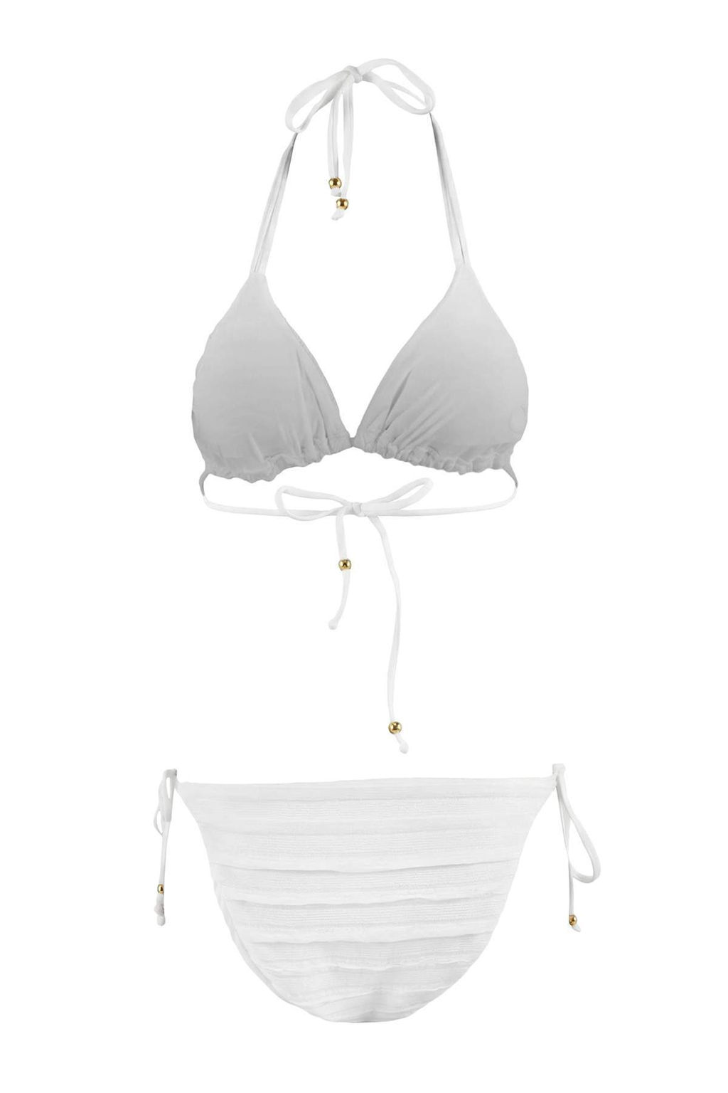 Ekru Dokulu Ucgen Kapl? F?rf?rl? Dusuk Bel Brazilian Bikini Tak?m? TBESS26BT00032